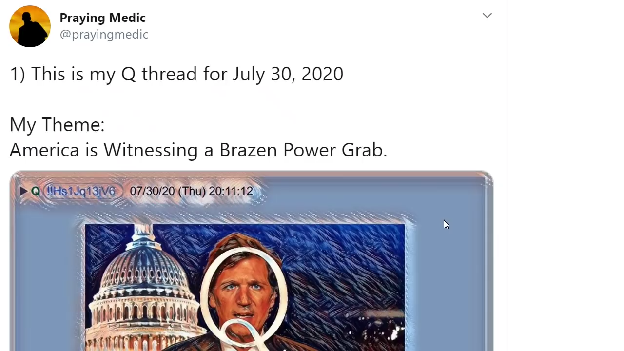 Qanon July 31, 2020 America is Witnessing a Brazen Power Grab 1-8-2020