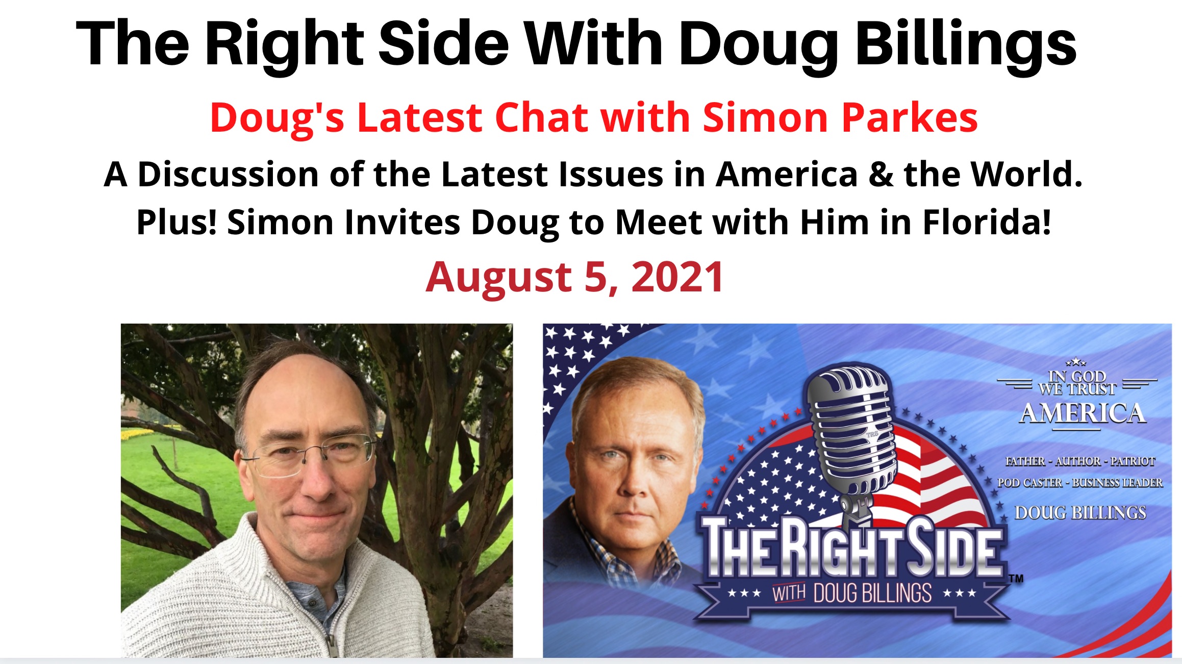 Doug's Latest Chat with Simon Parkes, 5-8-2021