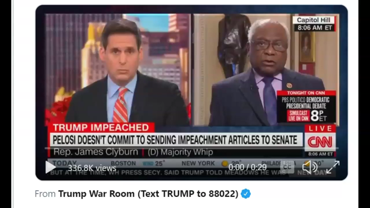 2019.11.19 SantaSurfing call to Clyburn's office about his threat to Trump 19-12-2019