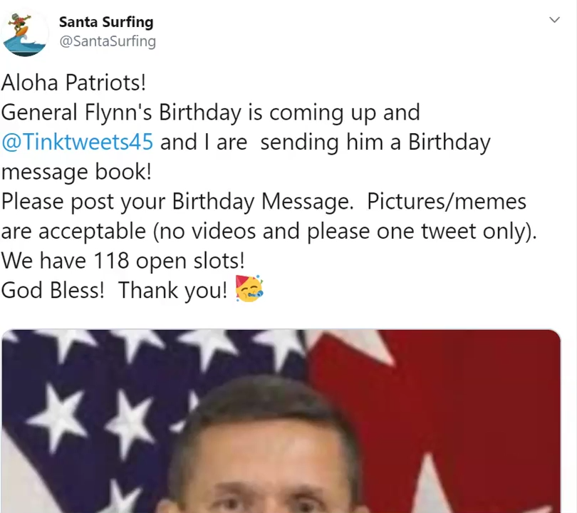 Gen Flynn Birthday Book Messages 23-12-2019