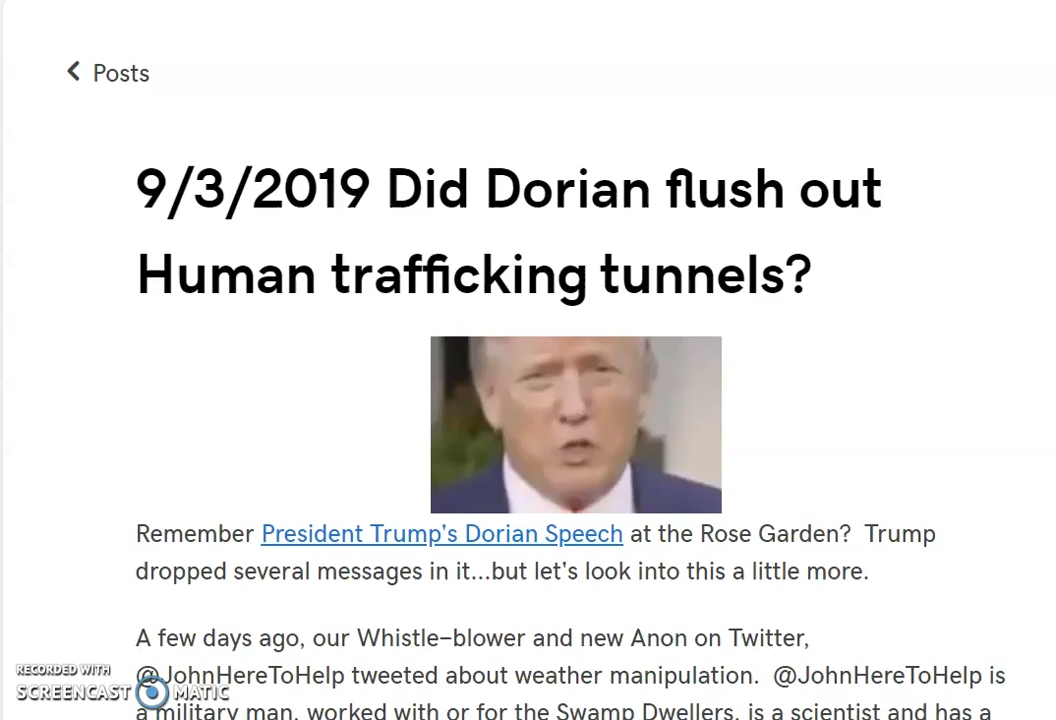 Is Hurricane Dorian flushing out Human Trafficking tunnels? 3-9-2019