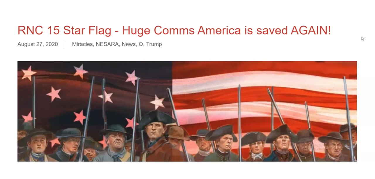 RNC 15 Star Flag - Huge Comms - America is saved AGAIN! 27-8-2020