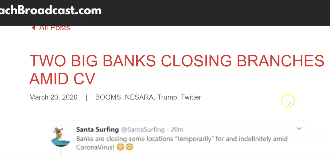 TWO BIG BANKS CLOSING BRANCHES AMID CV 20-3-2020