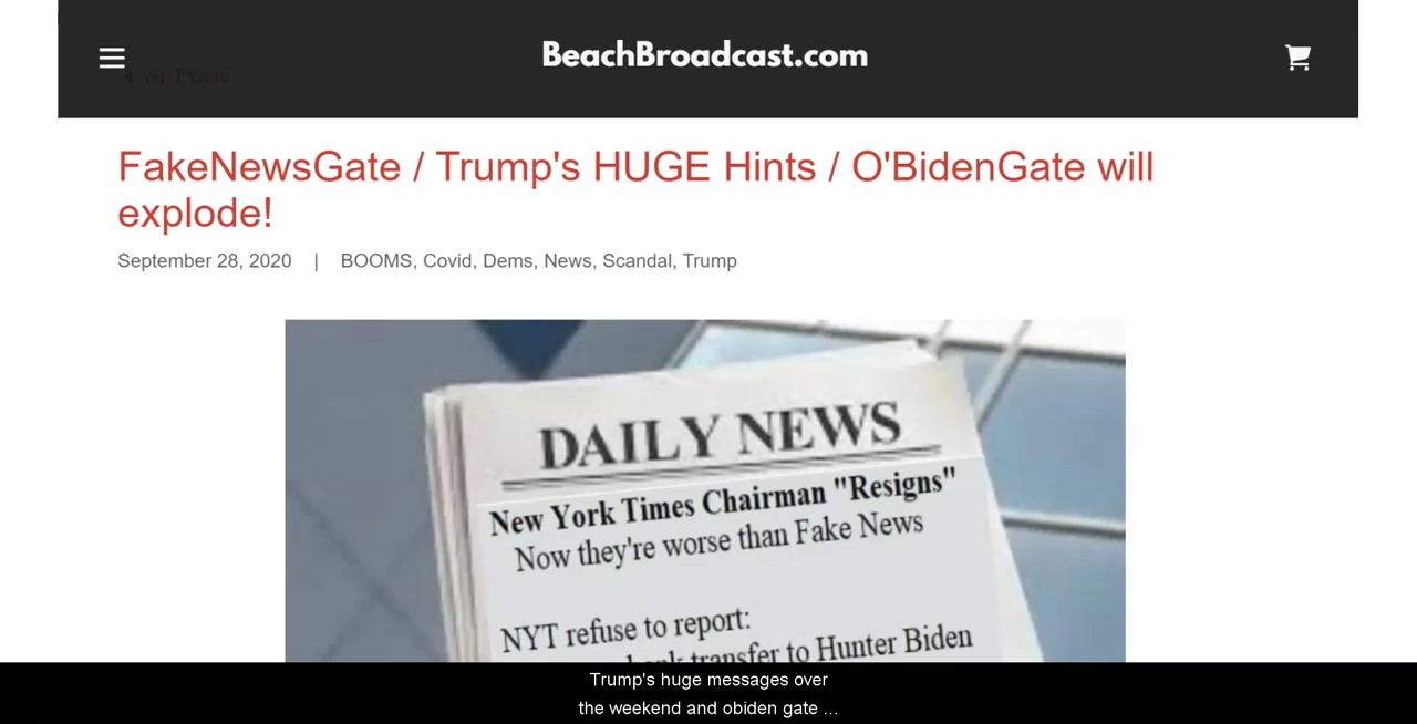 FakeNewsGate / Trump's HUGE Hints / O'BidenGate will explode! 28-9-2020