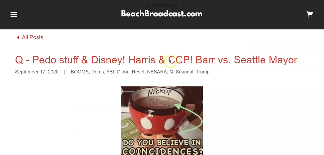 Q - Pedo stuff & Disney! Harris & CCP! Barr vs. Seattle Mayor! RedPillers this is for you! 17-9-2020