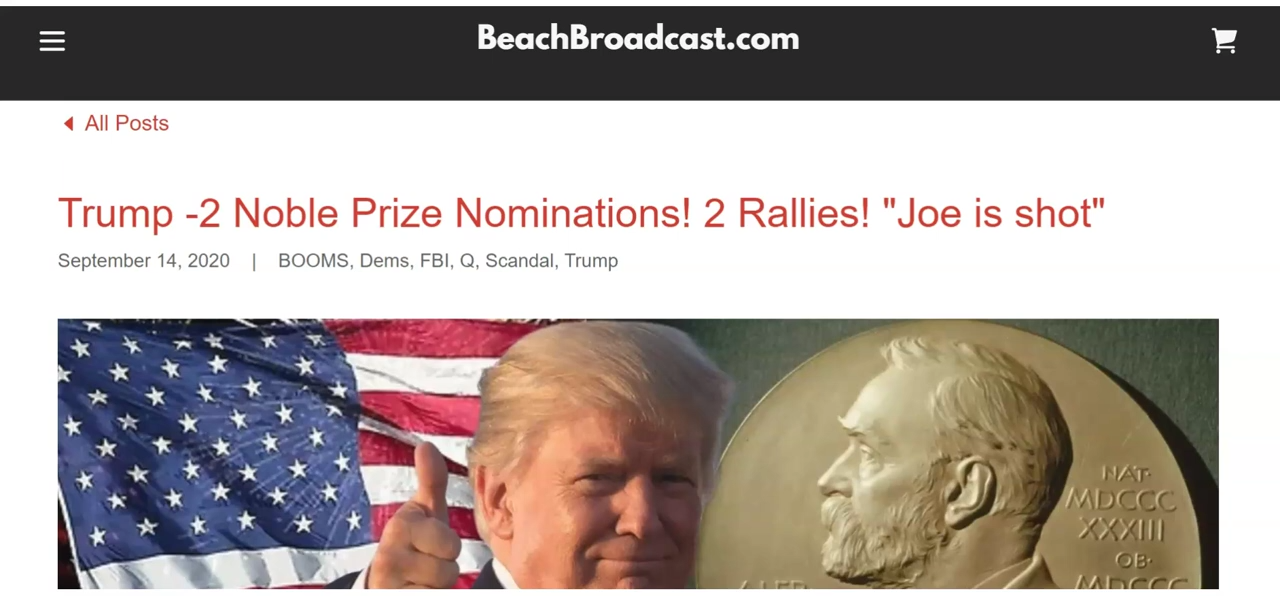 Trump -2 Noble Prize Nominations! 2 Rallies! "Joe is shot" 14-9-2020