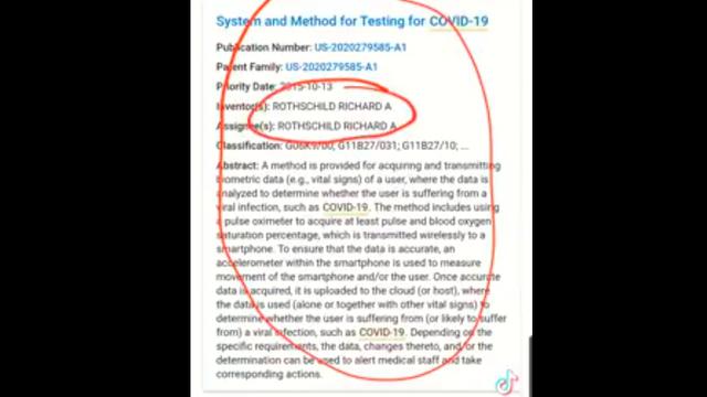 Richard A Rothschild Applies For Patent On COVID-19 Test..... Back In 2015 2-8-2021