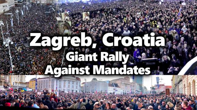 HUGE Protest In Zagreb, Croatia Against Mandates, Segregation & Lockdowns 21-11-2021