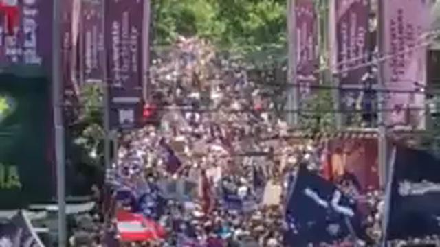 Massive protest underway in Melbourne Australia against the government restrictions 29-11-2021