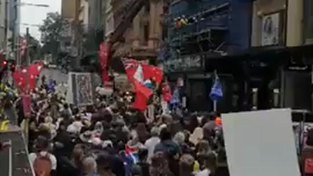 Protest against government restrictions and mandates underway in Sydney Australia 29-11-2021