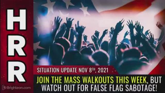 Situation Update, Nov 8, 2021 - Join the MASS WALKOUTS this week, but watch out for FALSE FLAG ... 8-11-2021