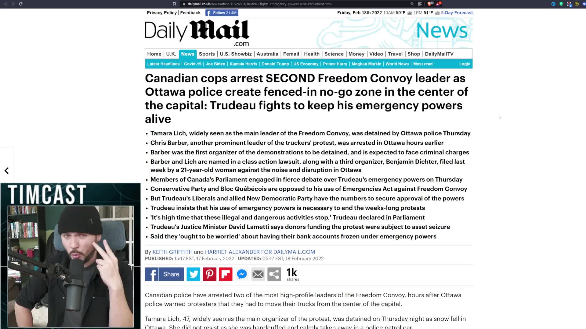 Freedom Convoy Leaders ARRESTED As Canada Descends Into Martial Law, Bank Outages CONFIRMED 18-2-2022