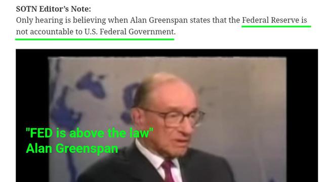 Allen Greenspan Admitting the FED is above the law congress and president 2-10-2022