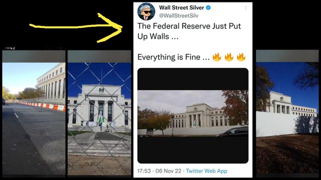 10'Tall WALL put around Federal Reserve Bank in Washington on SUNDAY! [11/7/22 12pm] 8-11-2022