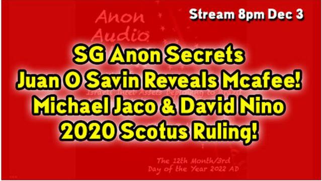 SG Anon Secrets: Juan O Savin Reveals Mcafee! Michael Jaco & David Nino Rodriguez! 2020 Election 6-12-2022