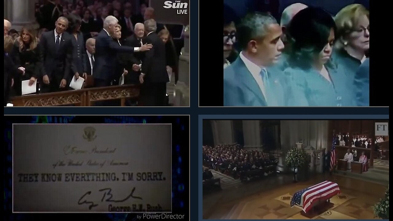 Full Bush Sr. Funeral Video - Eyes on the wives & envelopes