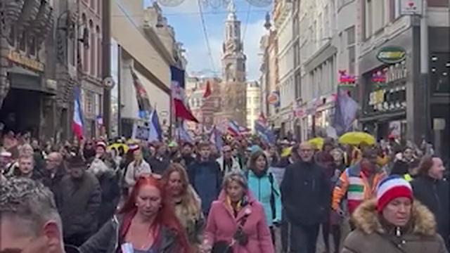 🇳🇱 Amsterdam, Netherlands: Protesters marched through the streets to protest against the launch of CBDC  21-2-2023